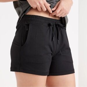 Quince Flowknit Mid-Rise Short Black Drawstring Casual